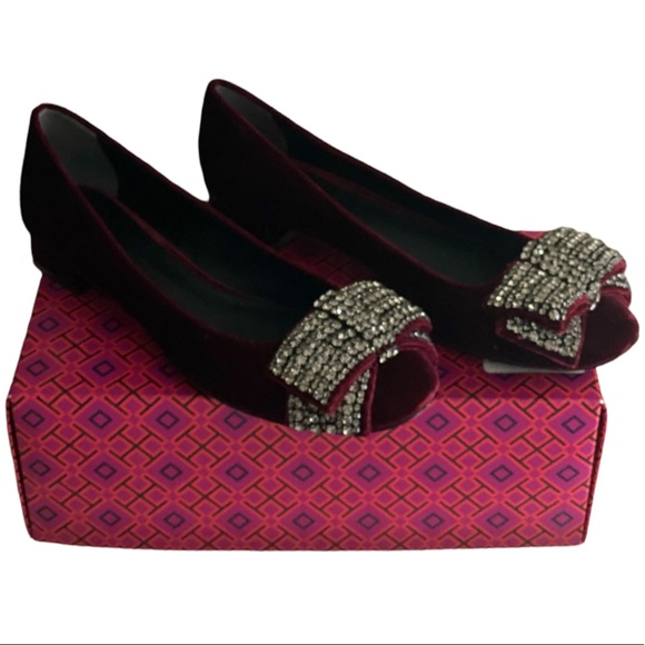👠NIB Tory Burch Josephine Velvet Pumps 25MM Bordeaux👠 - Picture 8 of 8